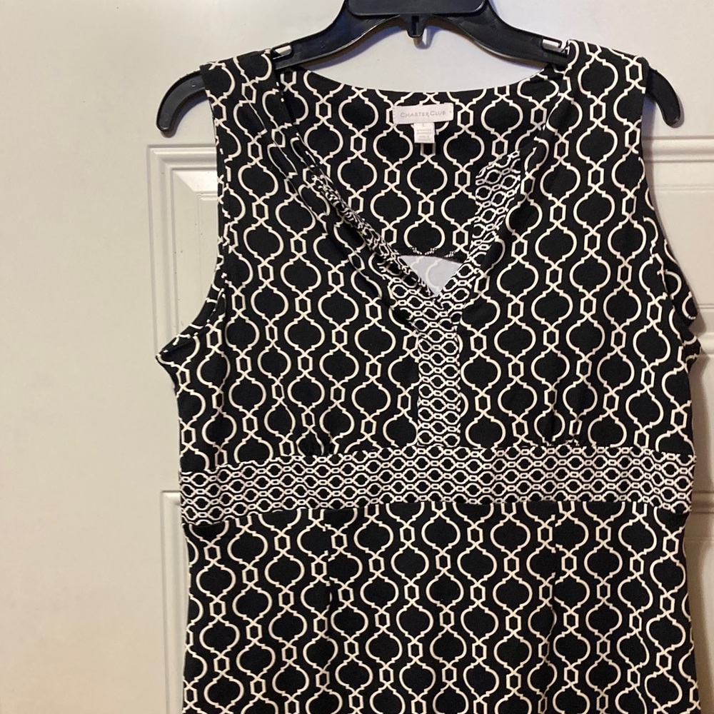 Black and White Geometric Pattern Dress L - Picture 2 of 4